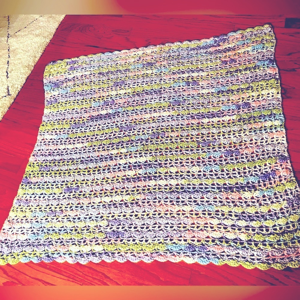 Hand Crocheted Afghan Throw So Pretty 54”  X 56”